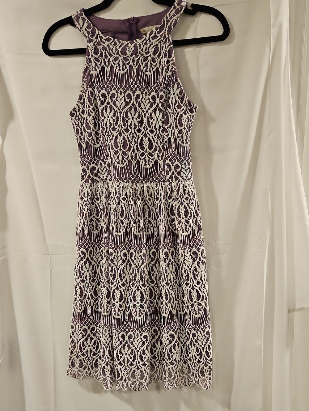 Altar'd State Purple Dress with White Lace Overlay